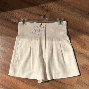 Veronica Beard Cream High-Waisted Shorts